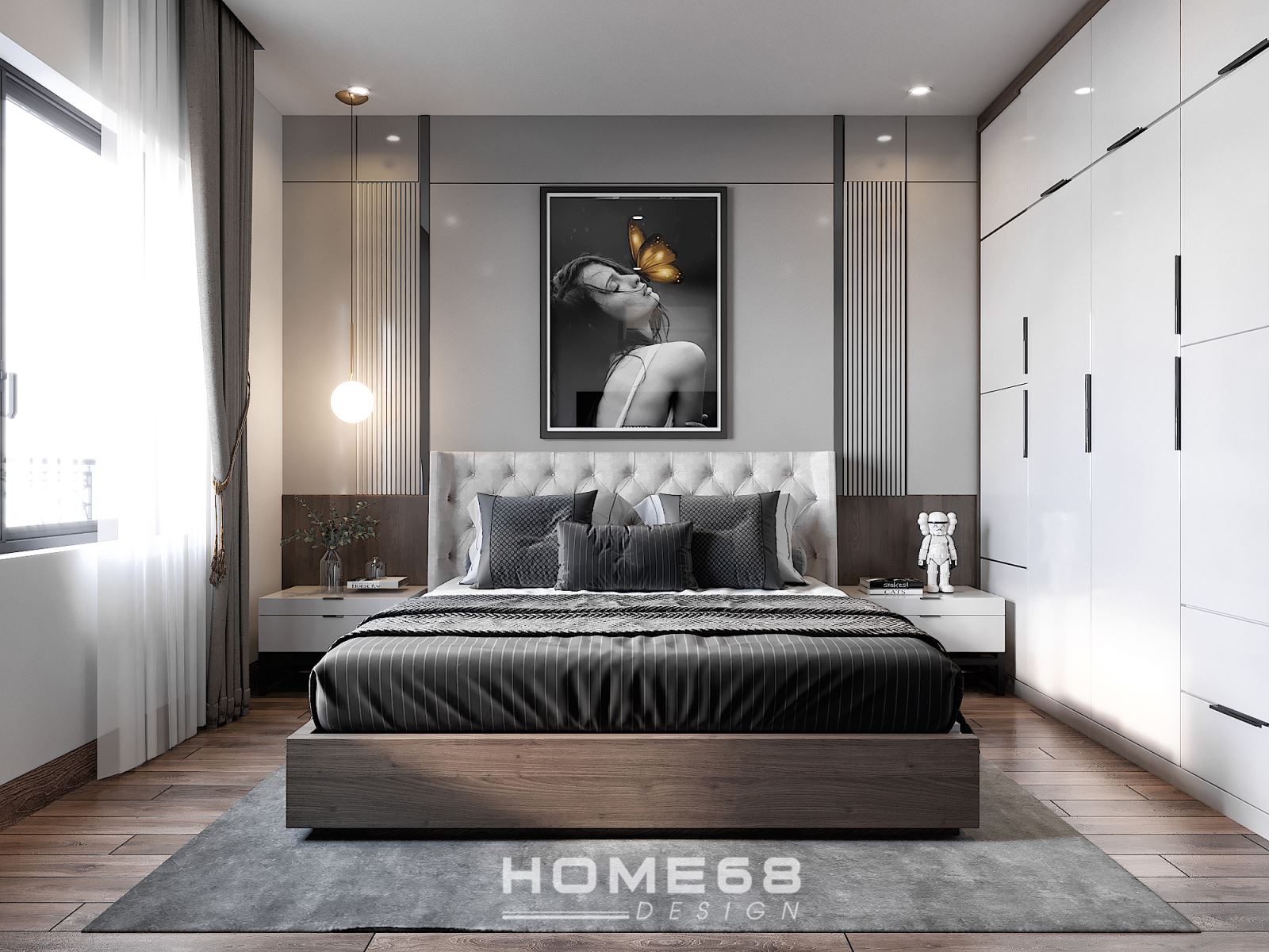 Phòng ngủ đơn giản, hiện đại thiết kế bởi Home68
