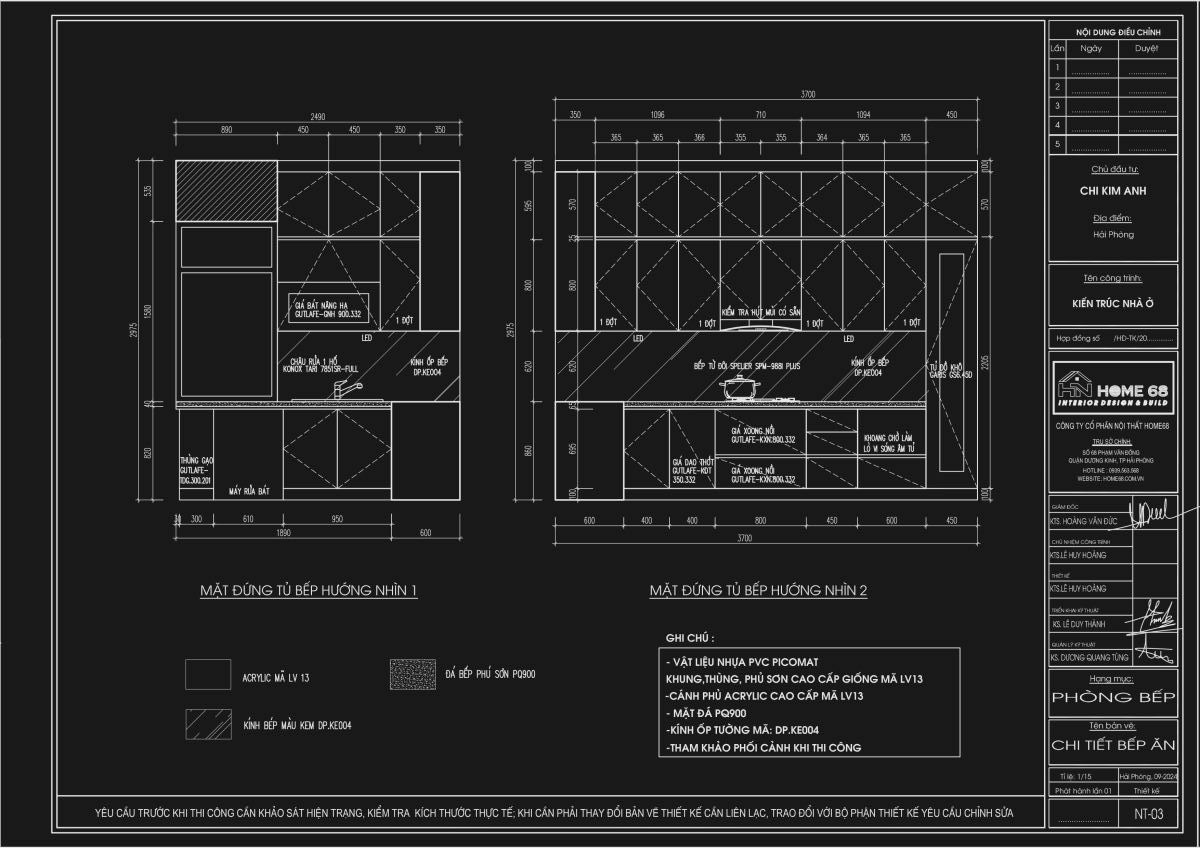 Tủ bếp nhựa Picomat cánh phủ Acrylic hiện đại nhà chị Kim Anh - Hải Phòng