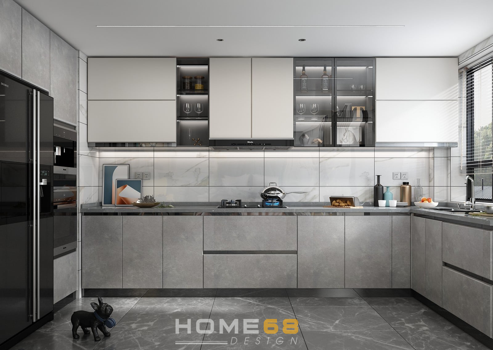 Tủ bếp Acrylic với thiết kế sang trọng, hiện đại C18- HOME68