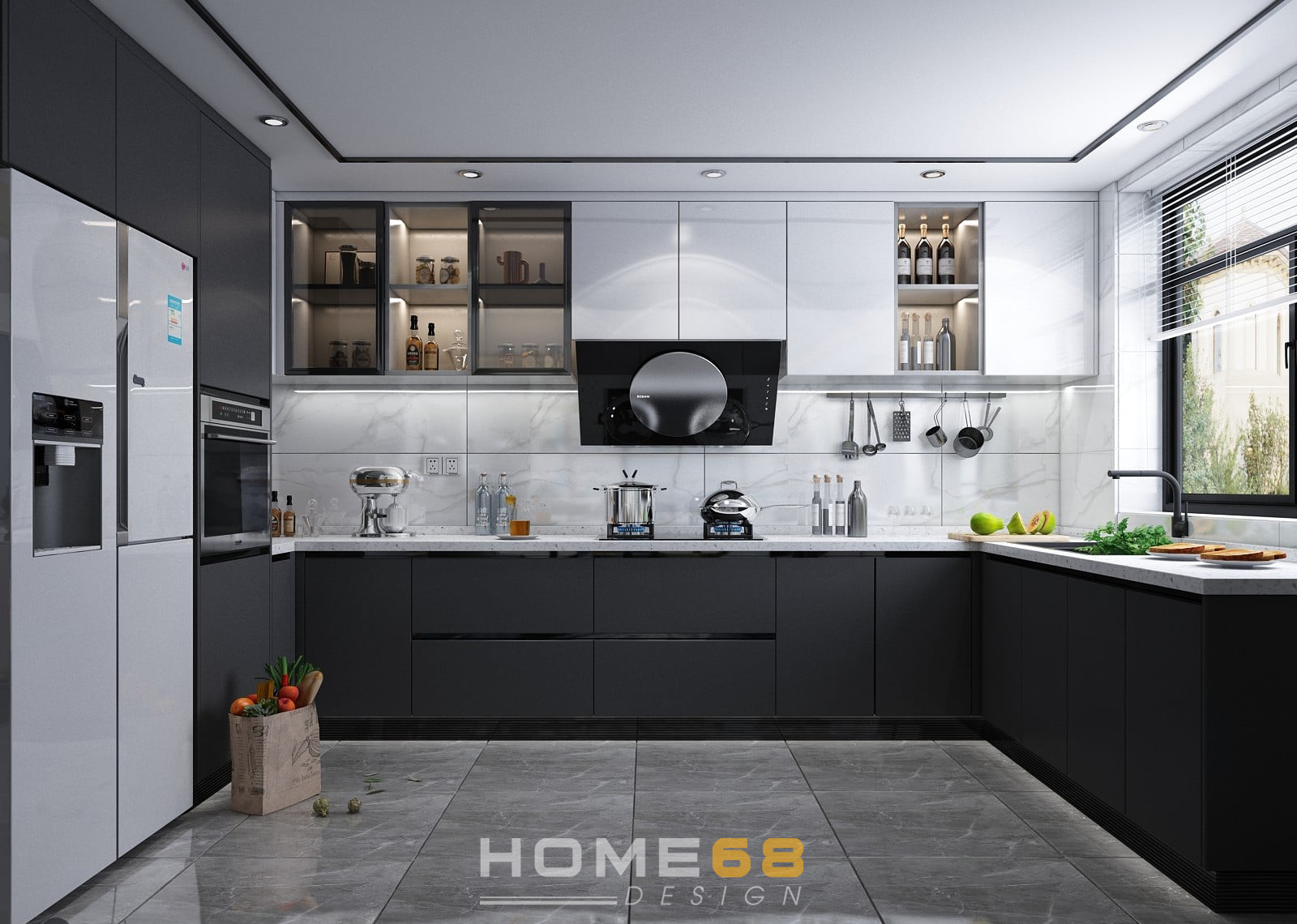 Tủ bếp Acrylic với màu sắc đơn giản, cuốn hút C19- HOME68