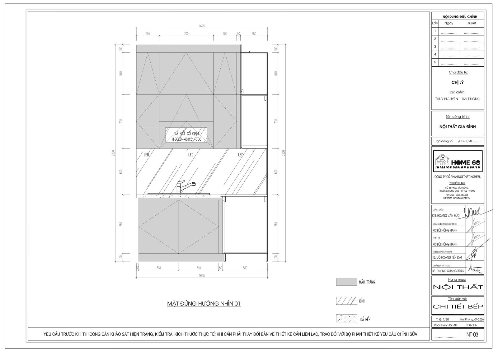 Mẫu tủ bếp cánh kính cường lực đẹp, sang trọng tại Hải Phòng