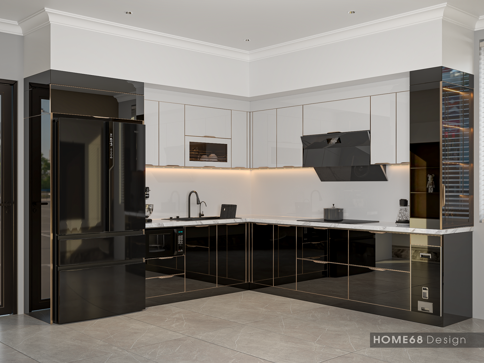 Tủ bếp inox cánh kính cường lực tại Chùa Hàng, Hải Phòng - CĐT Cô Đào