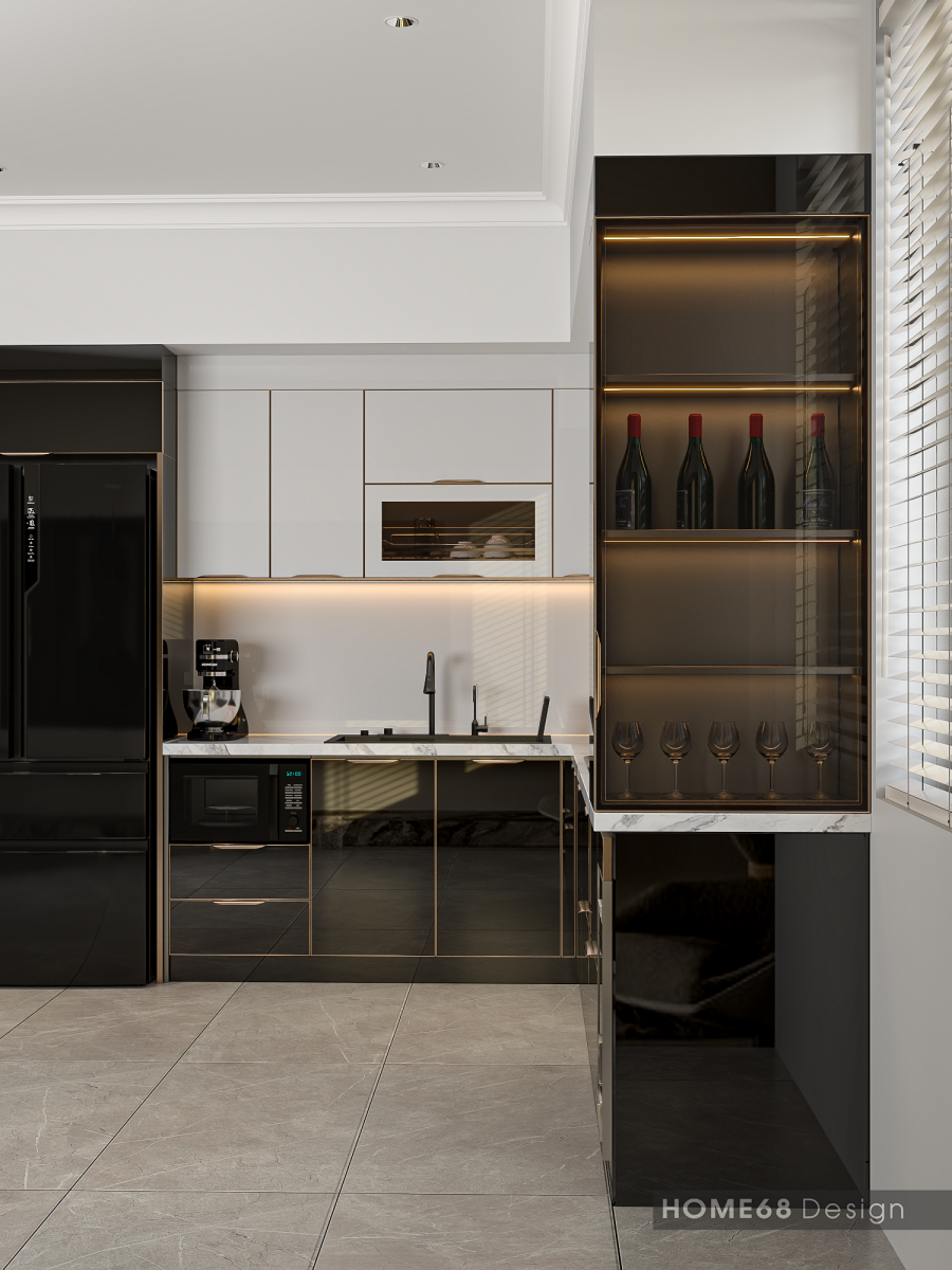 Tủ bếp inox cánh kính cường lực tại Chùa Hàng, Hải Phòng - CĐT Cô Đào