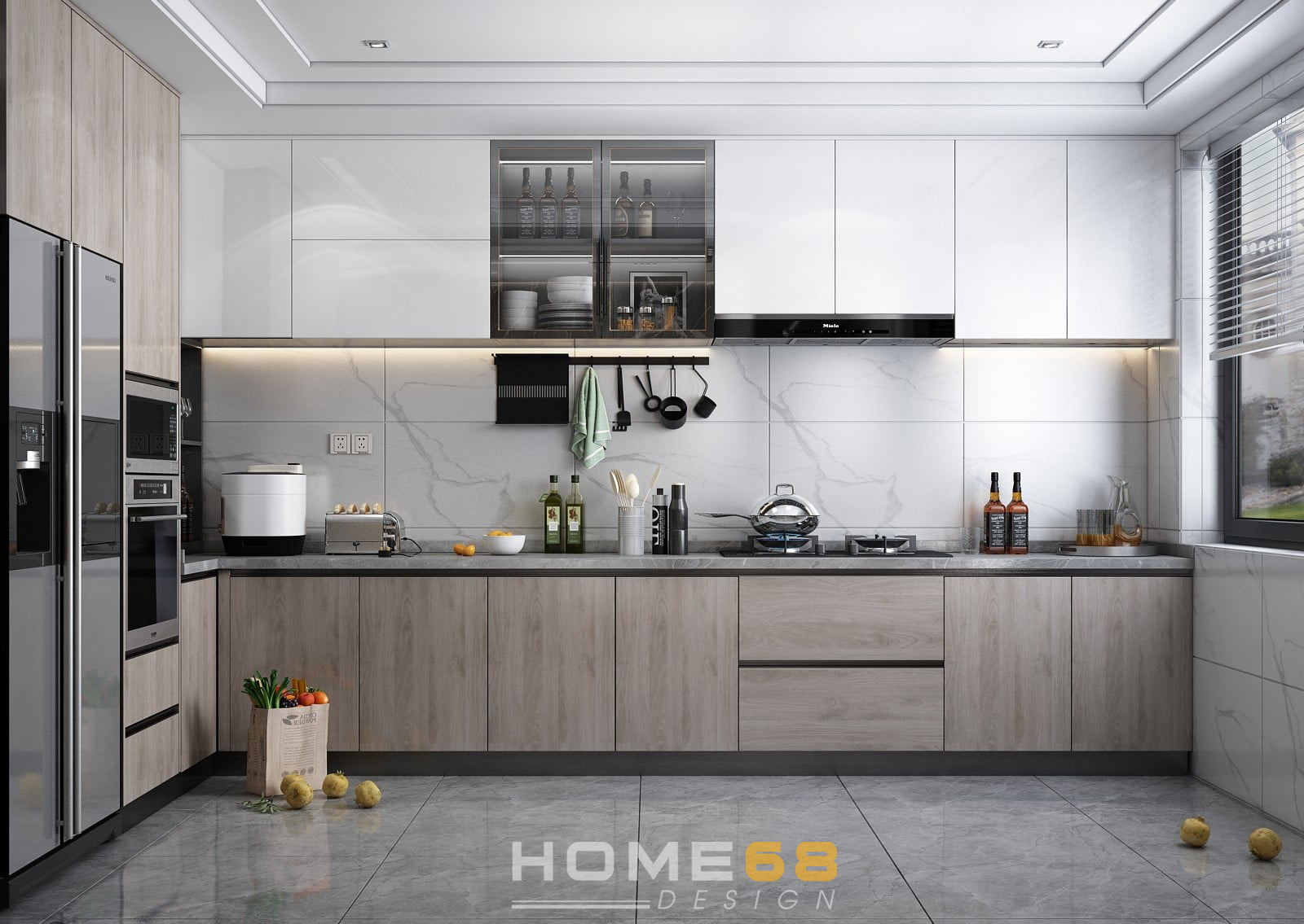 Tủ bếp Laminate thiết kế hiện đại, tiện nghi LAM 11- HOME68