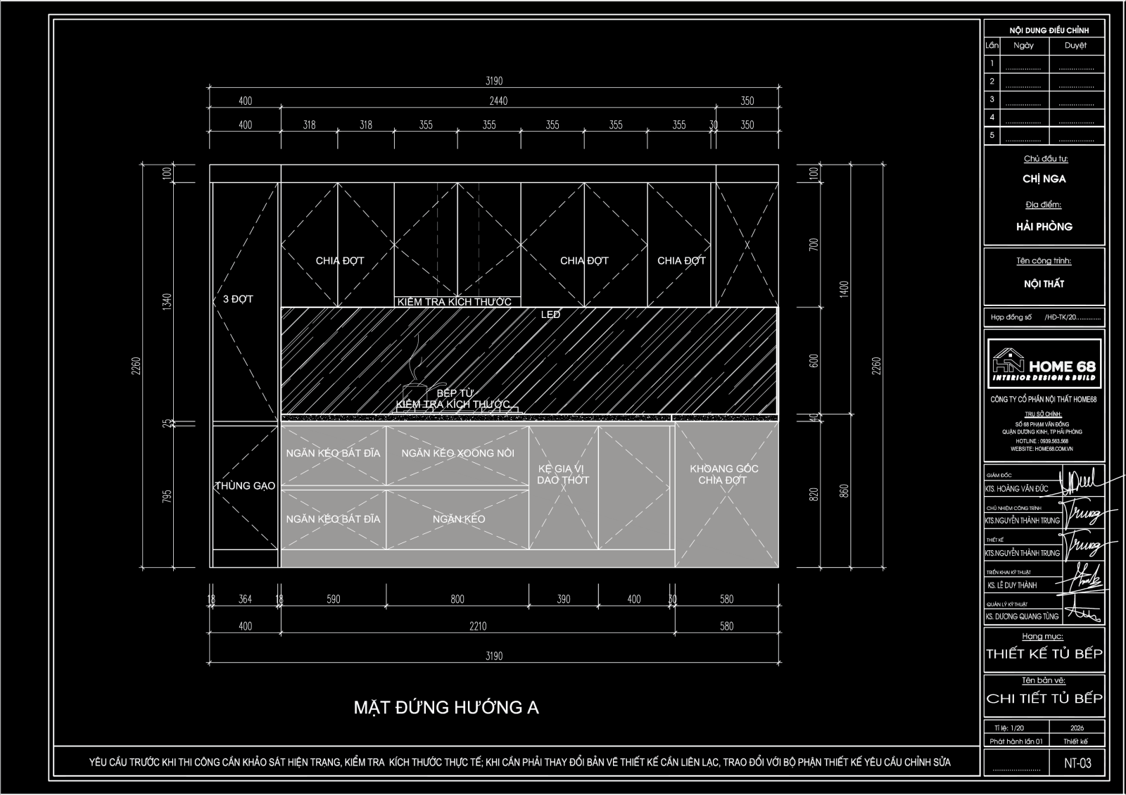 Tủ bếp inox cánh kính cường lực tại Tiên Lãng, Hải Phòng - CĐT Chị Nga