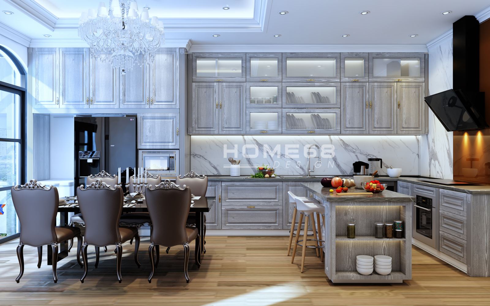Tủ bếp laminate thiết kế tinh tế, sang trọng tại Home68