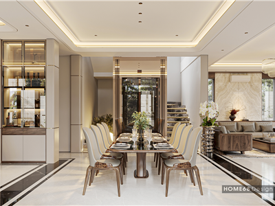 Thiết kế nội thất phòng khách bếp tầng 1 biệt thự hiện đại tại Hải An, Hải Phòng - CĐT Anh Đương