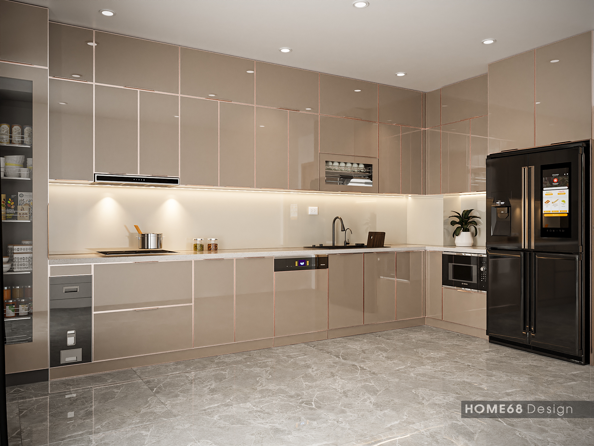 Tủ bếp cánh kính cường lực tại Trại Lẻ, Hải Phòng - CĐT Anh Dương