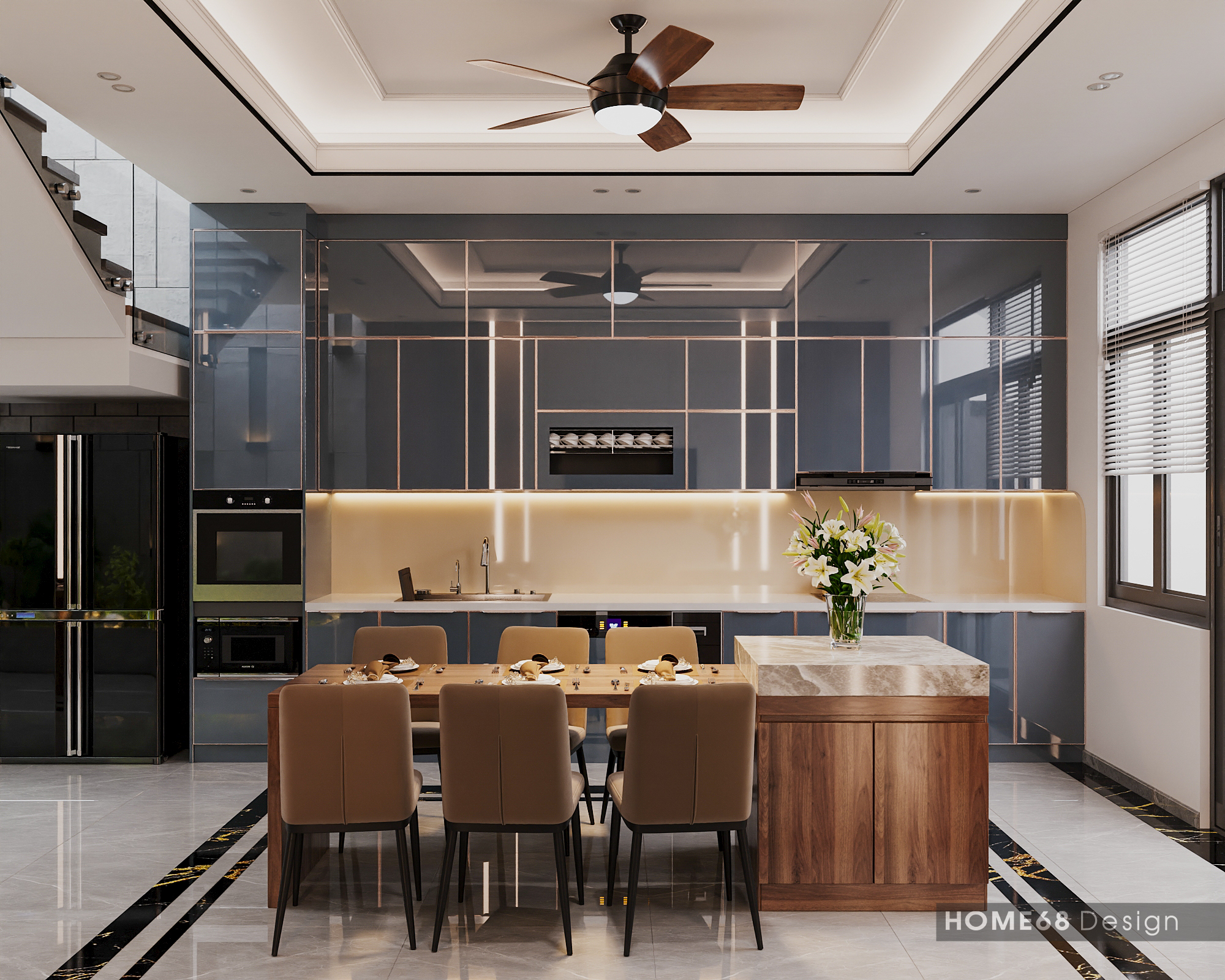 Tủ bếp cánh kính cường lực tại Đằng Hải, Hải Phòng - CĐT Chị Chuyên