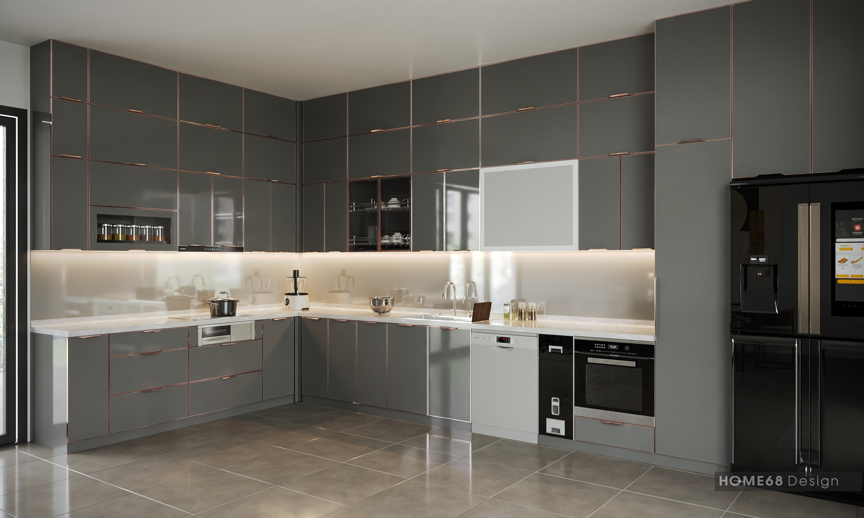 Tủ bếp inox cánh kính cường lực tại An Hải, Hải Phòng - CĐT Anh Chính