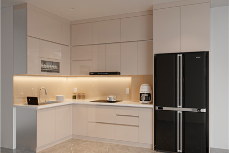 Mẫu tủ bếp nhựa phủ acrylic hiện đại tại Khúc Thừa Dụ - CĐT chị Linh