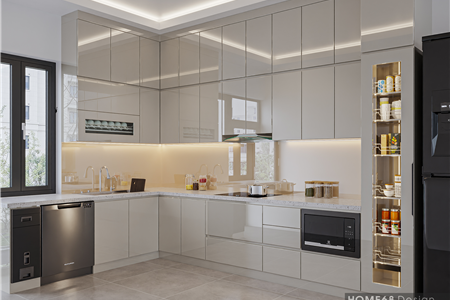  Mẫu tủ bếp nhựa picomat cánh phủ acrylic tại Hải Phòng - CĐT Chị Kim Anh