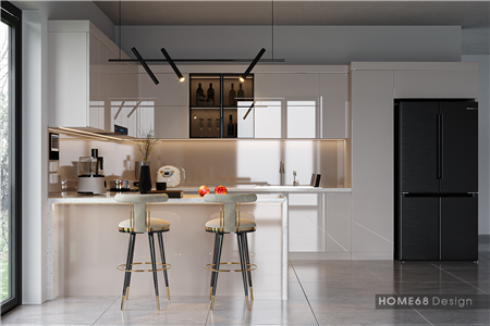 Mẫu tủ bếp nhựa Picomat phủ acrylic hiện đại - CĐT chị Mỹ Hạ