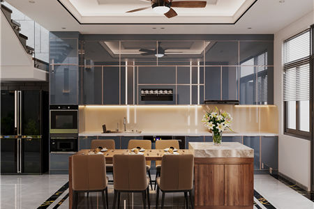 Tủ bếp cánh kính cường lực tại Đằng Hải, Hải Phòng - CĐT Chị Chuyên